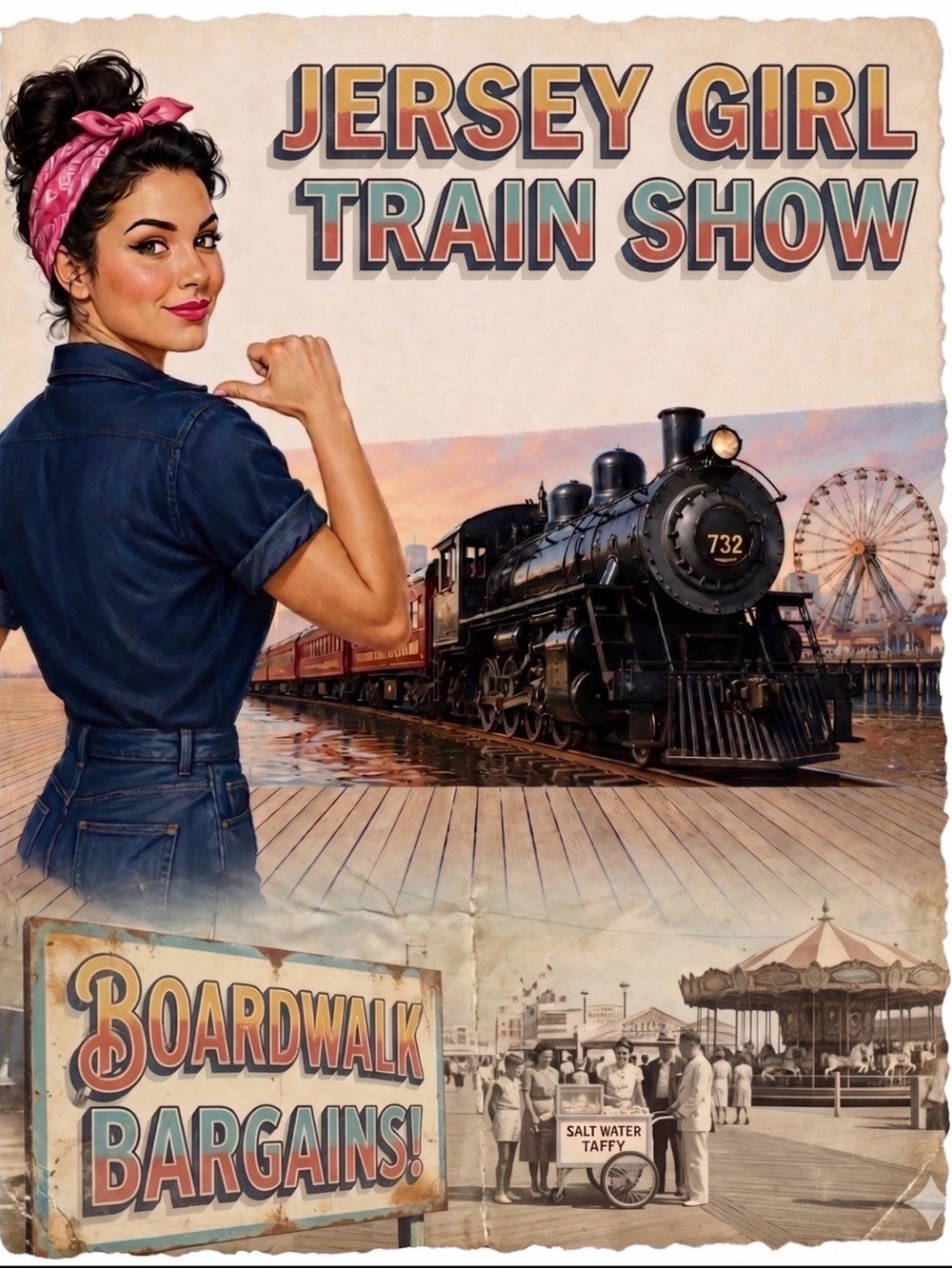 Jersey Girl Train LIVE show flyer “Boardwalk Bargains” 6/27